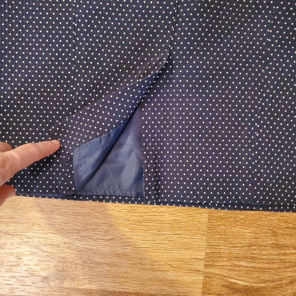 Yoana Baraschi Designer Anthropologie Navy & White Polka Dot Pencil Skirt Size 4 - Picture 5 of 8